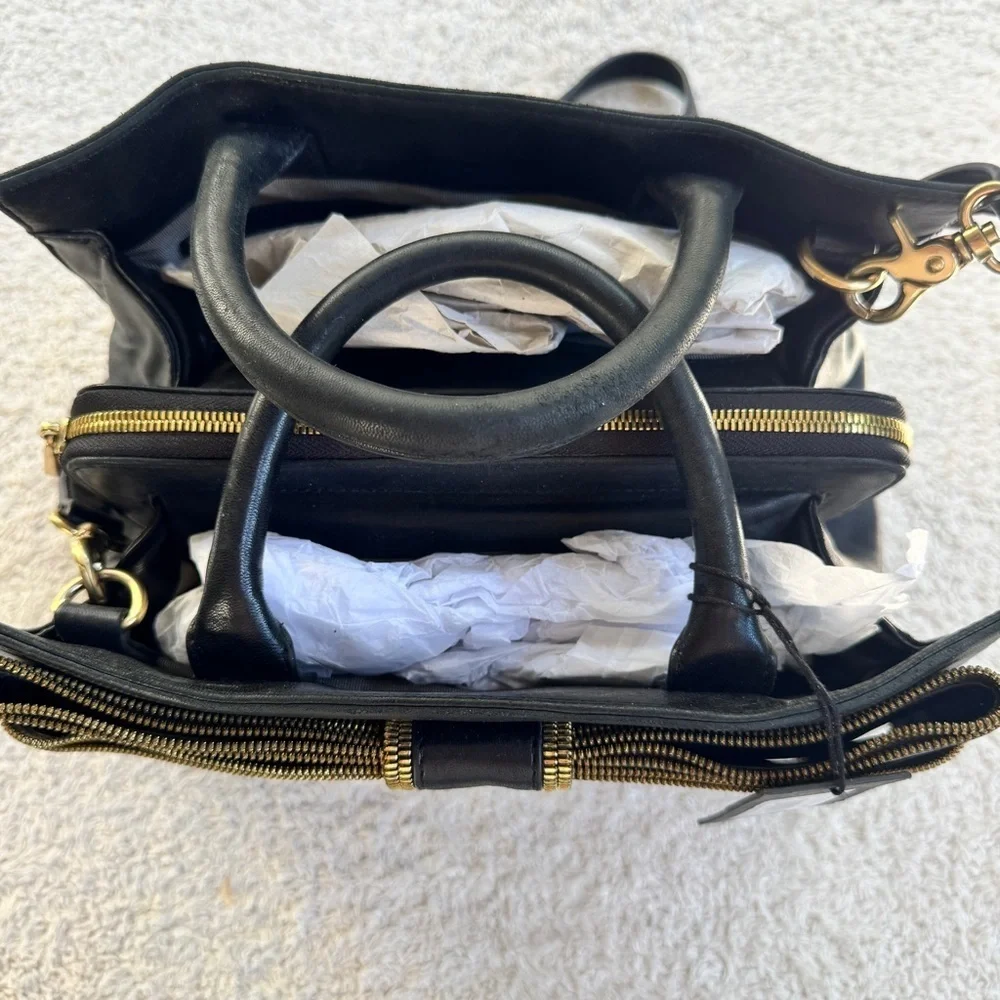 Z Spoke Zac Posen Shirley Small Satchel Black and Gold Women's Bag New with Tags